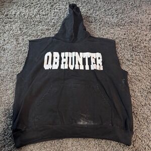 QB‎ Hunter Sleeveless Hoodie Men's 2XL Black Graphic Sleeveless Top